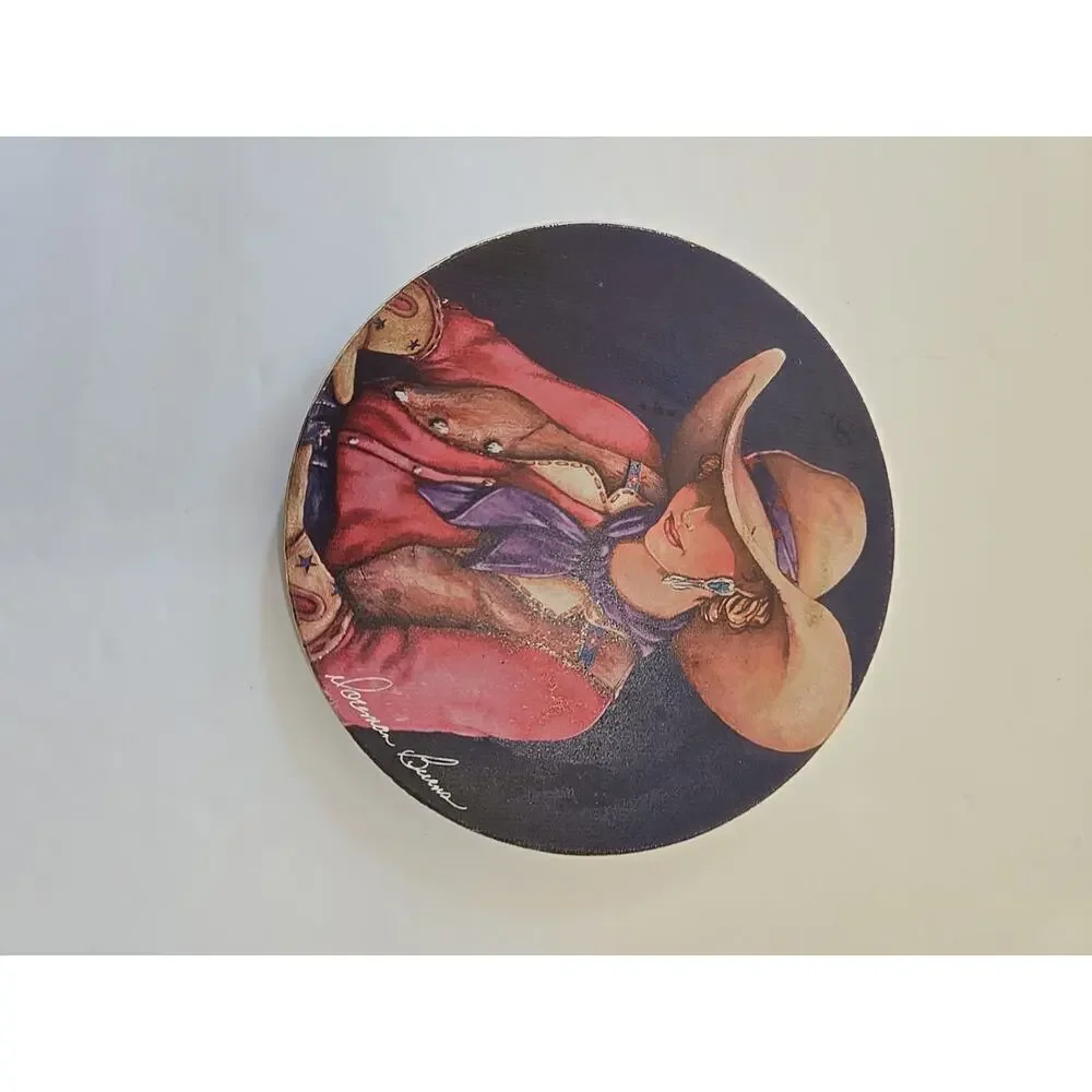 Doreman Burns Table Coasters Cowgirl Print, Signed, Western Decor 